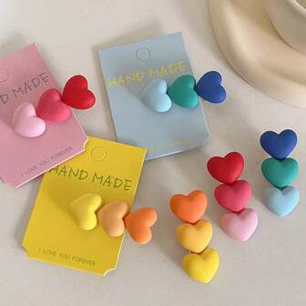1pc/2pcs/3pcs Elegant Matte Heart-Shaped Hair Clips, Cute Solid Color Duck Clip Hair Accessories For Women