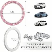 1pc Double Row Rhinestone Car Engine Start & Stop Decorative Ring, With Crystal Double Diamond Design, Shiny Car Interior Accessory, Sparkling Diamond Car Engine Start Button Decorative Ring, Crystal Rhinestone Push-Button Start Knob Cover