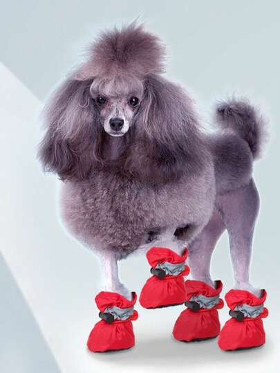 4pcs/Set Dog Breathable Soft Bottom Anti-Slip Shoes, Non-Slip, Adjustable Pet Booties, Cat Rain Shoes, Pet Outdoor Shoes, Anti-Slip Paw Protectors, Self-Adhesive Shoe Covers Replacement Pads, Prevent Dogs From Slipping, Spring/Summer Pet Supplies