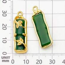 5/25 件中国风古法金油滴吊坠小仿玉绿福袋形状饰品手工 DIY 项链小吊坠首饰配件 - 綠色 - 查看 11