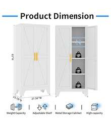 61-Inch White Metal Storage Cabinet (With Adjustable Shelves): Can Be Used As A Foyer Storage Cabinet / Filing Cabinet / Tool Cabinet. Suitable For Various Scenarios Such As Offices, Hallways, Bedrooms, Kitchens, Laboratories, Garages, Schools, Hospitals, Etc. - trắng - Xem 7