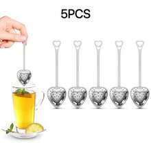 5pcs Long Handle Heart-Shaped Tea Infuser, Stainless Steel Tea Filter Rod, Home & Office Tea Set, Tea Filter Net, Stainless Steel Heart-Shaped Tea Filter, Slouchy Filter Net, Creative Tea Set Rod, Tea Infuser Net - Long-handled Heart-shaped Tea Strainer - View 12