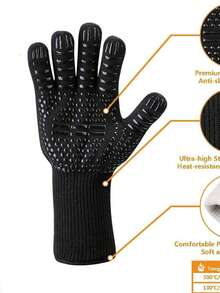 1pc Heat Resistant Oven Gloves - Heatproof, Cut-Resistant, Non-Slip, Men's Silicone BBQ Gloves - Kitchen Cooking Gloves, Suitable For Smoking, Grilling, Baking, Outdoor Camping, Picnic, Cookware Grill Accessories