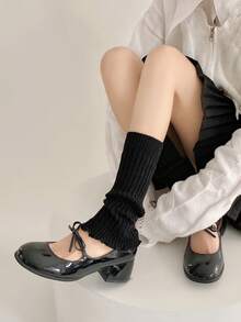 1双秋冬女士腿套，糖果色芭蕾舞风格毛绒长筒袜，可爱Y2K风格，舒适保暖 - 彩色 - 查看 10