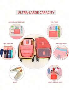 6pcs Large Capacity Portable High-Quality Travel Luggage Packing Cube, Suitcase, Clothing Storage Bag, Folding Organizer Bag, Shoe Bag, Underwear Bag, Travel Essentials, Travel Backpack, Travel Bag, Luggage, Travel Equipment, Back-To-School Moving Bag Organizer Bag