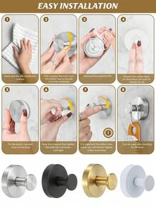 Schwere Edelstahl Saugnapf Haken, Wandmontage Handtuchhalter, einfache Installation, lackierte Oberfläche, modischer Stil für Badezimmer, Küche, Handtücher, Kleidung, Accessoires, Wandmontierter Kleiderständer, Kleiderständer, Kleiderbügel, Aufhängehaken, Aufhänger, Raumdekoration, Türgarderobe, Wandhalter, Kleiderschrank Organizer, Schlüsselhalter