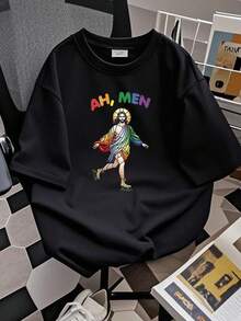 180g pure Cotton Oh Men Shirt Drag Queen Funny Jesus Gay Men Christian Shirt Gay Pride LGBTQ Gift Catholic Jesus LGBT Gift For Bi Pride Shirt Jesus Meme T-Shirt For Women Casual Soft designer clothes Comfortable Women Top Graphic Tees Summer Unisex - Negro - Ver 3
