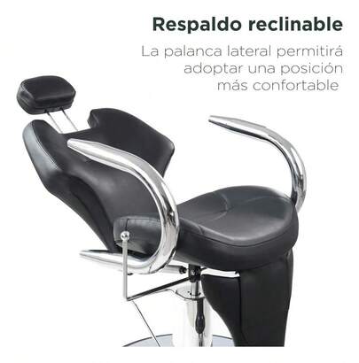 Sillon Barber Silla Barberia Estetica Hidraulico Reclinable Color Negro Forma De La Base Redonda