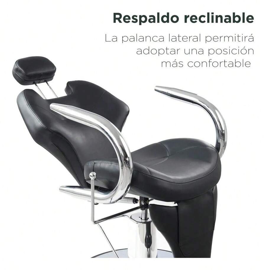 Sillon Barber Silla Barberia Estetica Hidraulico Reclinable Color Negro Forma De La Base Redonda - Negro - Ver 1