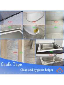 White Caulk Tape 1.5 Inch X 10.5 Ft, Self-Adhesive Waterproof Seal Strip For Bathroom, Kitchen Sink, Bathtub Joints. Peel And Stick No Tools Needed, Mold Resistant Gap Seal For Shower & Countertop. 1-Piece - 白色 - 查看 8