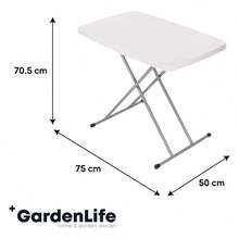 Mesa de servicio con 3 posiciones de altura en 75cm, con patas antiderrape en estructira de acero. - Blanco - Ver 4