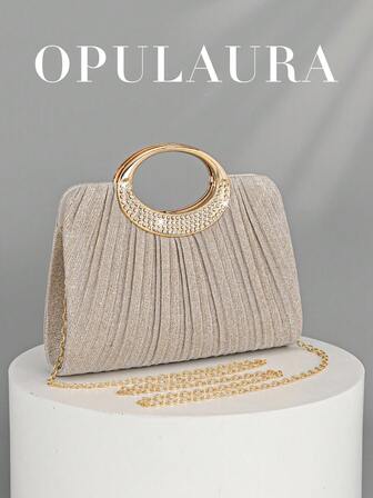 OpulAura Women's Fashion Sparkling Crystal Rhinestone Evening Clutch Bag, Glittering Luxury Diamond Studded Formal Dress Handbag, Suitable For Gala, Party, Birthday, Wedding As Bridal Clutch , New Year