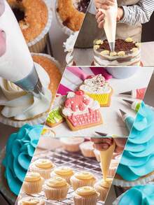 100 buah Kantong Piping, Kantong Dekorasi Kue Tebal, Kantong Frosting Plastik Tahan Lama untuk Dapur dan Restoran, Produk Dekorasi Kue DIY, Alat Memanggang Penting untuk Dekorasi Makanan Penutup - Clear - View 6