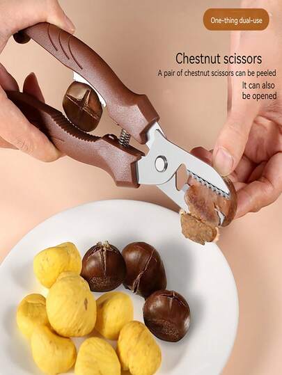 1PC Multipurpose Chestnut Scissors Peeler Chestnut Shell Peeling And Leather Clip Cross Cutting Knife Chestnut Peeler For Kitchen