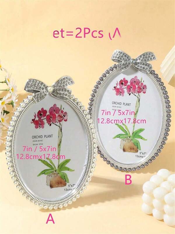 1/2/3 Piezas de Marco de Foto con Perlas Falsas Brillantes, Marco Decorativo con Estilo Barroco Incrustado de Perlas y Diamantes, Marco para Exhibición de Fotos, Usado para Oficina, Sala de Estar, Dormitorio, Decoración del Hogar (Con Papel Interior Aleatorio)