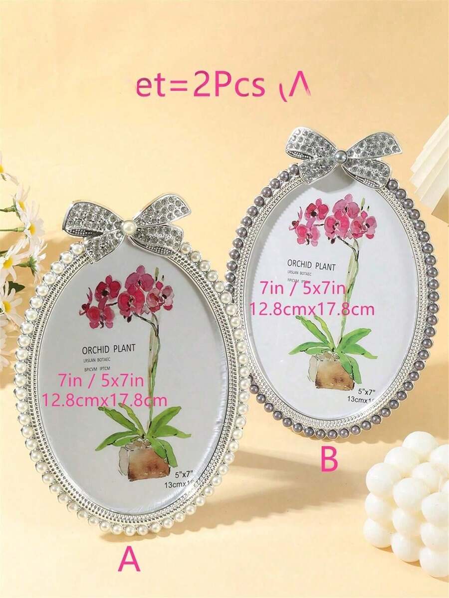 1/2/3 Piezas de Marco de Foto con Perlas Falsas Brillantes, Marco Decorativo con Estilo Barroco Incrustado de Perlas y Diamantes, Marco para Exhibición de Fotos, Usado para Oficina, Sala de Estar, Dormitorio, Decoración del Hogar (Con Papel Interior Aleatorio)