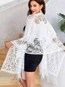 Elegant Lace Scarf For Women, Evening Dress Shawl - White - View 1