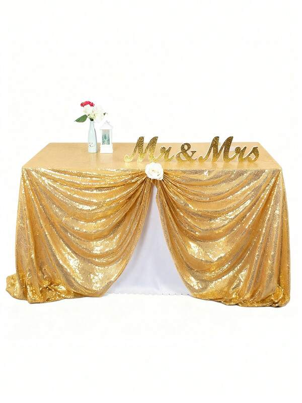1 pieza Mantel con lentejuelas doradas, mantel rectangular de tela brillante adecuado para fiestas al aire libre, banquetes, aniversarios, cumpleaños, bodas, días festivos, baby showers, decoraciones navideñas