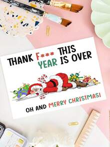 1 张搞笑粗鲁圣诞贺卡，上面写着咒骂圣诞老人，感谢今年已经结束，圣诞快乐贺卡，内附信封，空白，适合送给家人朋友、男士女士的圣诞礼物 - 彩色 - 查看 7