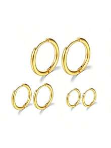 2pcs/6pcs Simple Non-Piercing Ear Cuff Hoop Earrings, Punk Jewelry Set