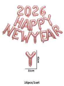 kumozawa 16 件 - 16 英寸“2026 年新年快乐”铝箔气球，新年前夜派对装饰，新年派对用品，2026 年新年派对装饰，适合 2026 年新年家庭聚会 - 彩色 - 查看 10