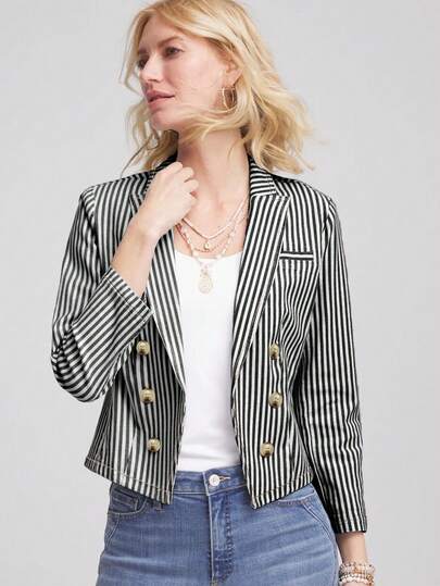 Women's Striped Casual Versatile Blazer