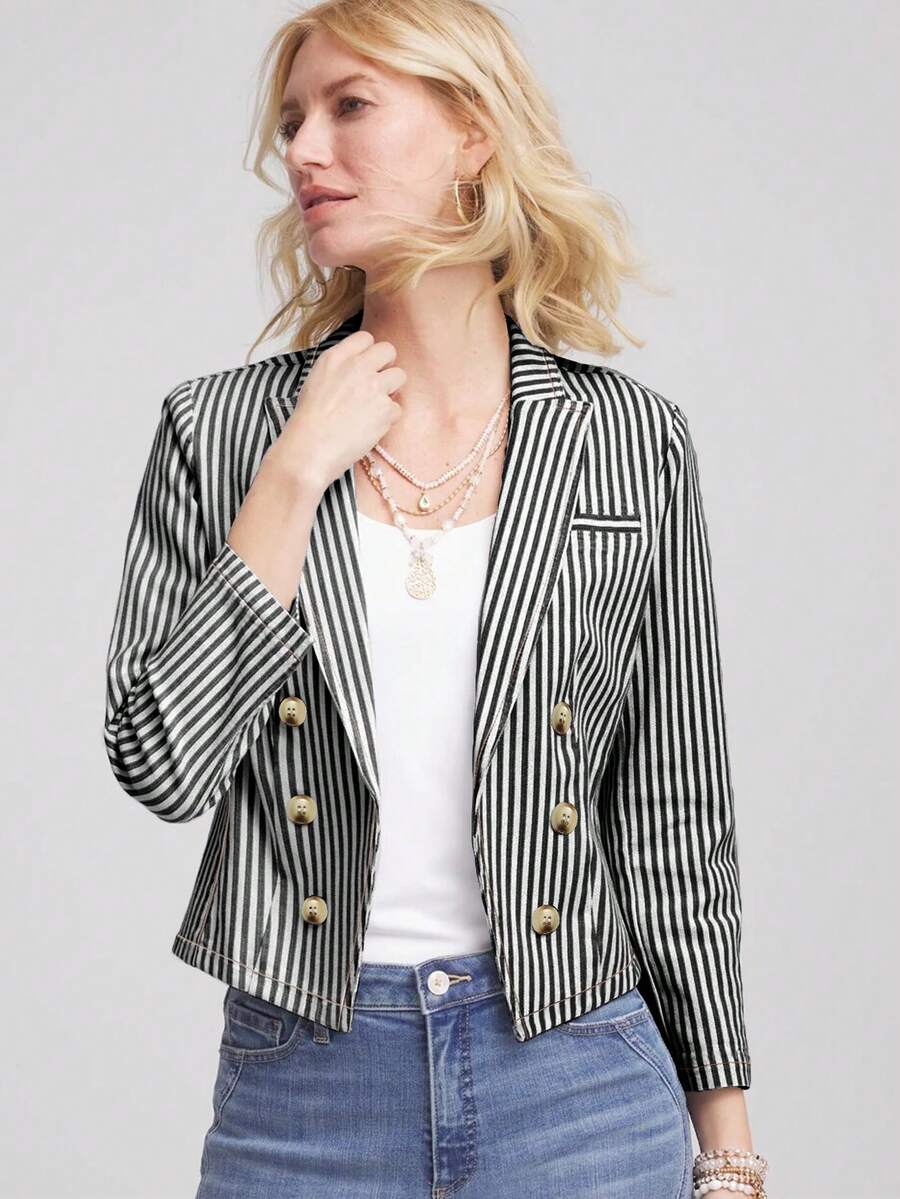 Women's Striped Casual Versatile Blazer