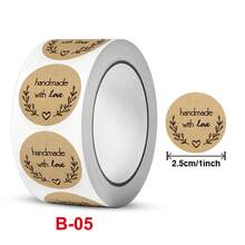 500 st presentförpackningsklistermärken "Handgjorda med kärlek" - Kaki - Visa 9