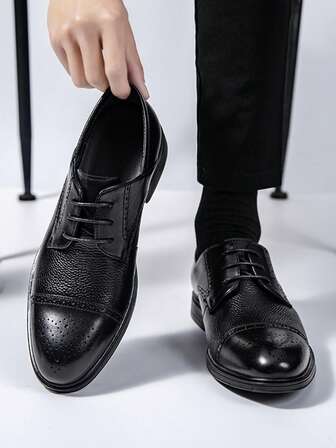 Vestido formal de cuero negro para hombre, vestimenta formal para negocios y bodas, con cordones elevadores