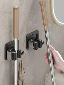 6 pièces/set Porte-balai mural créatif, convient pour l'égouttage de la vadrouille et le rangement du balai, crochet à vadrouille idéal pour la salle de bain, la cuisine, le jardin, l'organisation des outils de nettoyage (6/4/3/2/1 pièce), couleur aléatoire