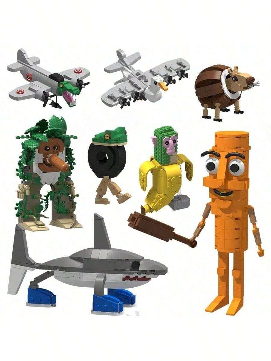 Tungtungtung Sahur, Bombardiro Crocodile, Tralalero Tralala, Lilililalila, Brr Brr Patapim, Shimpanzinni Bananini, Bombombini Guzini, AI-Generated Animals, Abstract Animals, Building Block Decor, Animal Building Blocks, Birthday Gift, Collectible Decor