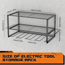 HSHa Power Tool Storage, Heavy Duty Wall Mount Metal Tools Shelf Organizer Rack For Garage Storage 4 Drill Tools, Toolbox, Screwdrivers, Pliers, Drills Holder - Black - View 10