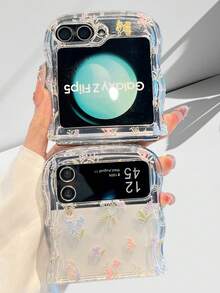 狗狗时尚透明水晶防震保护套，防摔保护透明防黄变手机壳适用于三星 Galaxy Z Flip 7 Flip 6 Flip 5 Flip 4 Flip 3 - 彩色 - 查看 3