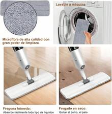 Trapeador Microfibra,  Trapeador con Atomizador,  Spray para Limpieza 360 °   Giratorio Trapeador Magic con 6 Almohadillas y 1 Cepillo, Fregona Plana para Hogar Suelos de Madera, Laminado y Mármol - 1 - Ver 4