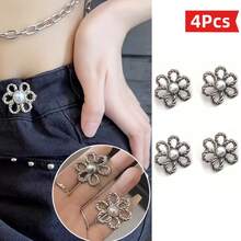 1/2/3/5 件裤腰收紧器，可调节腰带扣套装，用于牛仔裤的额外纽扣，使裤子、牛仔裤、袖子更紧的纽扣调节器（银色）可调节金属纽扣针，适用于牛仔裤和服装，时尚女孩配饰 - 彩色 - 查看 21