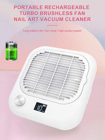 电动强力指甲集尘机，用于美甲，可充电指甲吸尘器，升级版强力指甲真空吸尘风扇集尘器，用于丙烯酸指甲聚指甲延长凝胶去除的美甲工具，适用于美甲沙龙设备