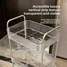 رف أكريليك للمطبخ والحمام 2 3 4 طوابق، بعجلات شفافة عملية متعددة الوظائف