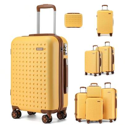 Maleta de Cabina ABS+PC con Estampado de Lunares, 4 Ruedas Giratorias y Candado TSA, Ligera 13/20/24/28 Pulgadas o Juego de 2/4 Piezas – Viajes, Vacaciones, Trabajo (Mujer & Hombre)