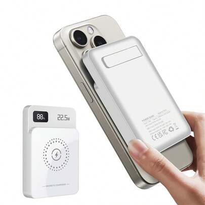 Real 10000mAh Power Bank Magnetic Wireless Charger 22.5W PD Portable Fast Charger External Battery Pack Compatible With Iphone 16 15 14 13 12 Pro/Max/Plus All Phone Chargeroutdoor