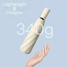 Fully Automatic Folding Umbrella For Men And Women, Suitable For Students. Stylish Large-Sized, Compact, Rain And Sun Protection, Extra Large, Reinforced, Thickened, Super Large Umbrella - 白色 - 查看 8