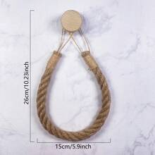 Ganchos adesivos, sem necessidade de perfuração, porta-toalhas de corda trançada à mão, suporte para papel de seda para banheiro