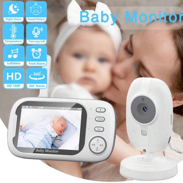 كاميرا مراقبة الأطفال عالية الدقة مع رؤية ليلية، كشف درجة الحرارة، اتصال صوتي ثنائي الاتجاه، وظائف تشغيل أغاني الأطفال وتذكير الإطعام، إمداد طاقة USB، بدون تطبيق، بدون واي فاي، استخدام الأزرار، تشغيل سهل، كاميرا أمان الأطفال، كاميرا داخلية