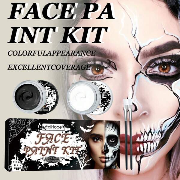 1pc Halloween Black & White Body Paint, Enjoy The Holiday Fun With Black & White Tones Body Art, Suitable For All Skin Tones