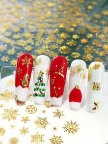 30sheets/Set Mixed Glod Snowflakes Nail Stickers Christmas Self Adhesive Nail Art Stickers Snowflake Design 3d Stickers Decals Decoration Nails - Gold - View 4