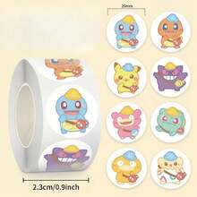 500 piezas de pegatinas de bolas de elfos Pikachu de dibujos animados Pokémon, adecuadas para niños y niñas, educación científica DIY, juguetes de dibujos animados Pikachu Pokémon, manual de cinta DIY, pegatinas decorativas impermeables para tazas, un regalo ideal para el Día del Niño y el cumpleaños de niños y niñas