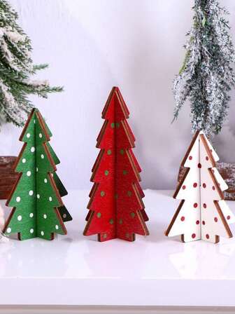 3 piezas Decoraciones con forma de árbol de Navidad, Artesanías de madera, Adornos para árbol de Navidad, Decoración de mesa de comedor y hogar para Navidad, Regalos personalizados para fiestas