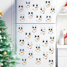 300pcs Snowman Face Sticker Set - Reusable PVC Decals For Fridge, Party Favors & Home Decor | Assorted Colors, Perfect For Winter, New Year