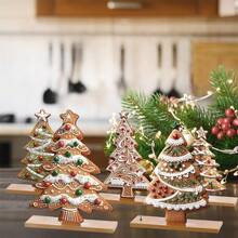 5Pcs Colorful Wooden Christmas Gingerbread Tree Ornament Set Creative Wood Christmas Tree Desktop Decoration - 彩色 - 查看 5