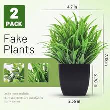 2 Pack Plants Small Artificial Potted Plants Faux Plants Black Bathroom Accessories Home Office Desk Bathroom Decor Indoor