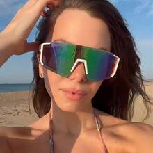 2pcs Y2K Style Plastic Sports Cycling Wrap-Around Fashion Glasses For Men, Suitable For Daily Wear, Photography, Shopping, Cycling, Skiing, Etc.